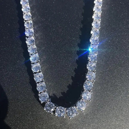 Unisex Hip Hop Bling Iced Out Cubic Zirconia Necklaces Bracelet Cool Men One-Row