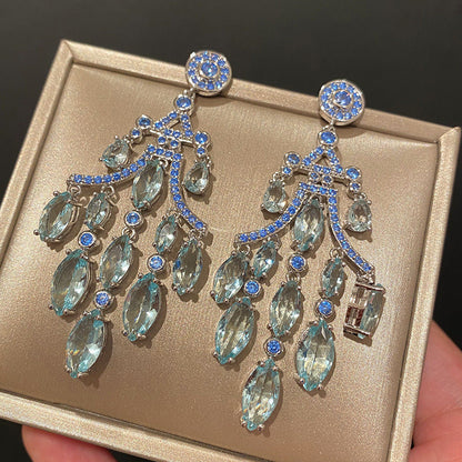 Silver Needle Zircon Temperament Earrings Flashing Diamonds