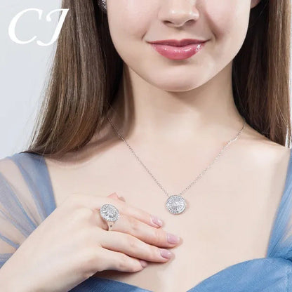 CANDICE Sparkling CZ Diamond White Gold Plated 4Pcs Wedding Jewelry Sets round P