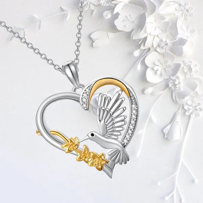 1Pc Exquisite Cute Bird Ladies Heart Necklace Crystal Zircon Pendant Necklace Ro