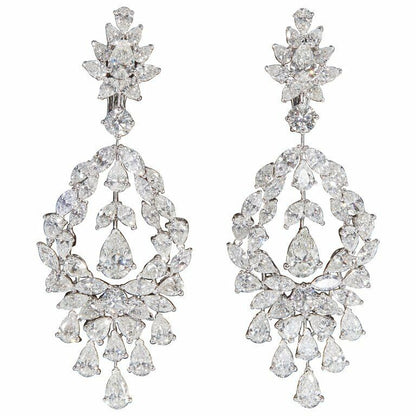 Diamond Drop Earring 22.52 carats of diamond F G VS diamonds 18k white gold