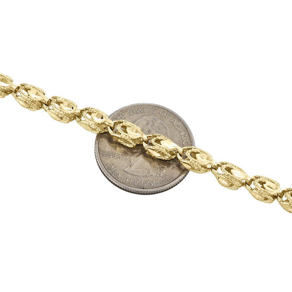 10K Yellow Gold 3D Turkish Rope Fancy Link 3.70Mm Chain Statement Necklace 26"