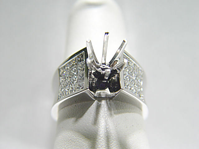 DIAMOND 32 PRINCESS SHAPE 4X4 ROW INVISIBLE SET SETTING ENGAGEMENT SETTING RING