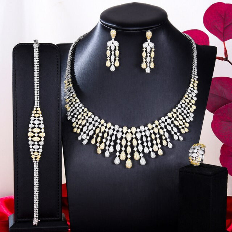 New Trendy 4PCS Full Micro CZ Luxury African Jewelry Set for Women Wedding
