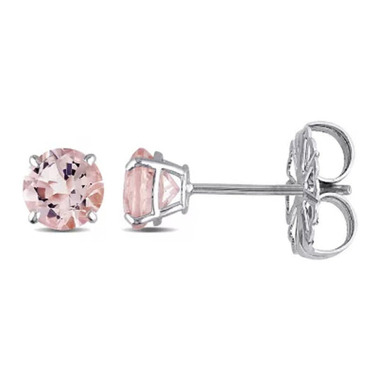 Morganite Stud Earrings in 14K White Gold