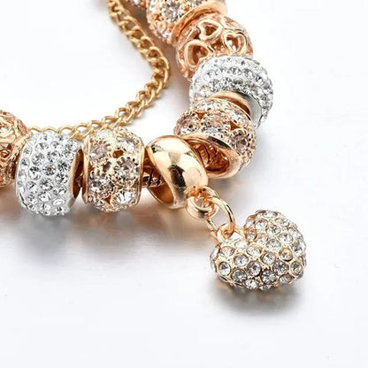 Luxury Crystal Heart Charm Bracelets & Bangles Gold Bracelets for Women Jeweller
