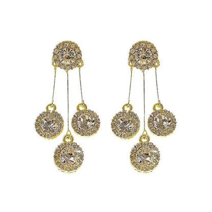 New Luxurious round Rhinestone Tassel Dangle Stud Earrings for Women Shiny Tempe
