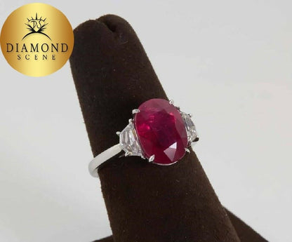 5 Carat GIA Cert Ruby Diamond Platinum Ring