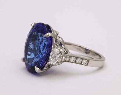 Fourteen Carat Blue Tanzanite and Diamond Ring