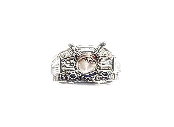 DIAMOND BAGUETTE PRINCESS SHAPE SETTING FOR 3 CARAT ROUND DIAMOND SETTING