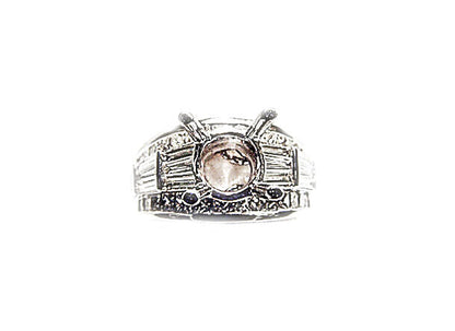 DIAMOND BAGUETTE PRINCESS SHAPE SETTING FOR 3 CARAT ROUND DIAMOND SETTING