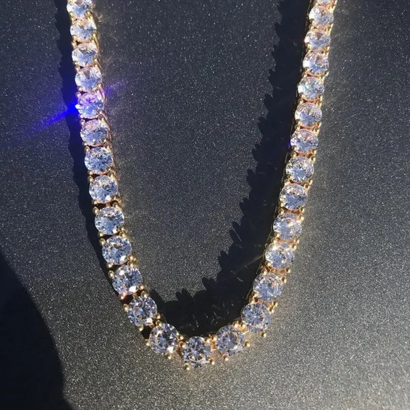 Unisex Hip Hop Bling Iced Out Cubic Zirconia Necklaces Bracelet Cool Men One-Row