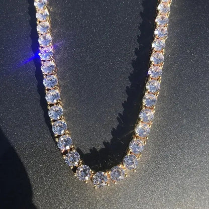 Unisex Hip Hop Bling Iced Out Cubic Zirconia Necklaces Bracelet Cool Men One-Row