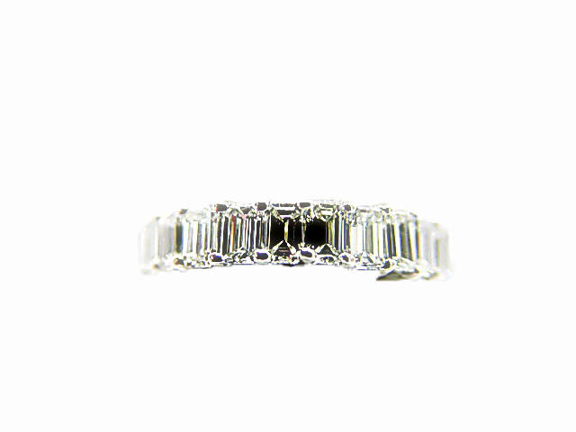 DIAMOND 26 STONE EMERALD SHAPE ETERNITY SET BAND COMMON PRONG SET DIAMOND BAND