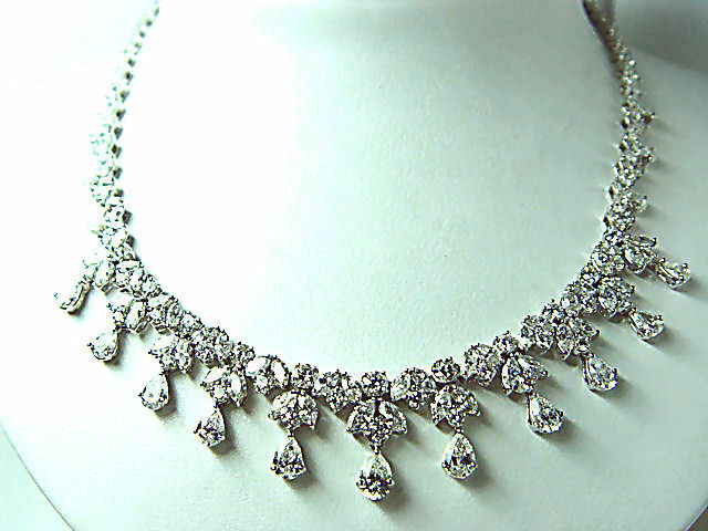 DIAMOND ROUND BRILLIANT PEAR MARQUISE SHAPE ALL AROUND SET DIAMOND NECKLACE