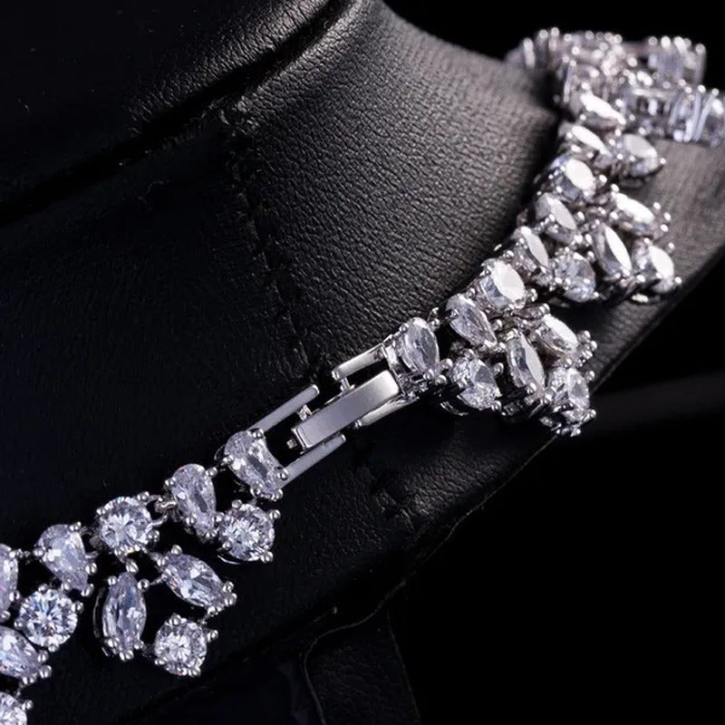 Gloriya Luxury Wedding Bridal Party Jewelry Set for Women White Gold Plated Ruby
