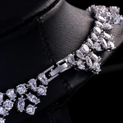Gloriya Luxury Wedding Bridal Party Jewelry Set for Women White Gold Plated Ruby