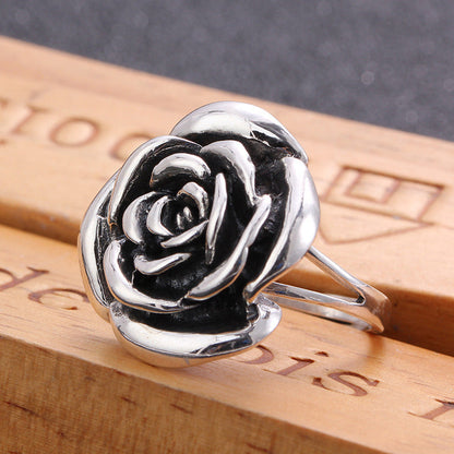 Silver 925 Silver Ring Natural Three-Dimensional Carved Ring Vintage Personality