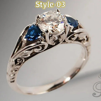 9 Style Exquisite Fashion Rings for Women Elegant Fashion Jewelry Natural Gemsto