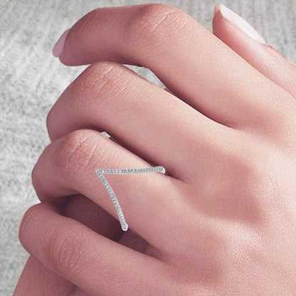 1/10 Carat Natural round Diamond V Shape Promise Ring for Women in 925 Sterling