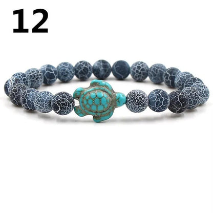 Summer Style Sea Turtle Beads Bracelets for Women Men Classic Natural Stone Elas
