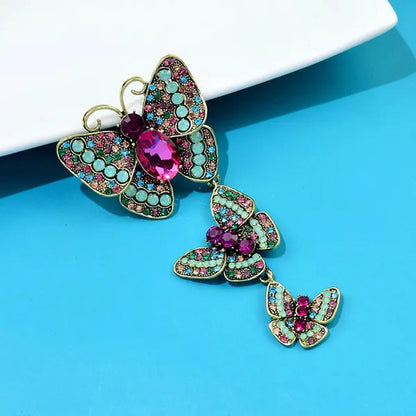 Fashion Exquisite Large Crystal and Rhinestone Butterfly Brooches for Women Vint