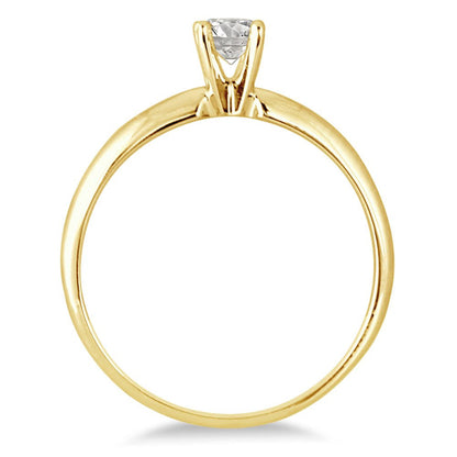 Women'S 1/4 Carat round Diamond Solitaire Ring in 14K Yellow Gold (J-K-L Color,