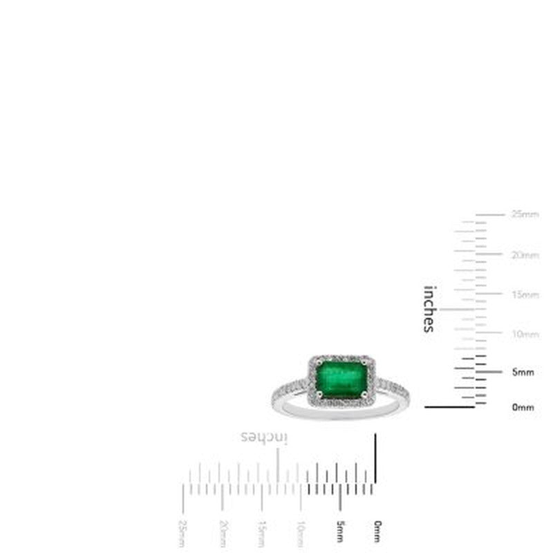 Genuine Emerald and 0.23 CT. T.W. Diamond Ring in 14K Gold