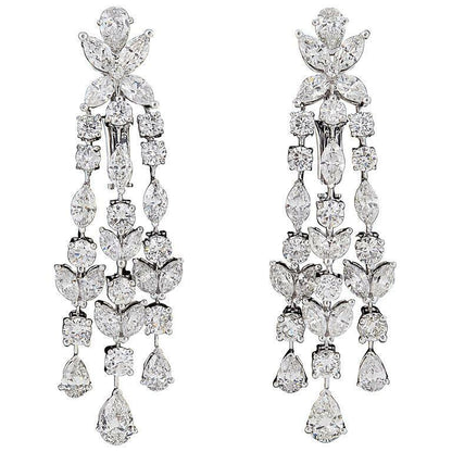 Diamond Chandelier Earrings 12.36 carats of high quality F/G color VS1/2 18 k