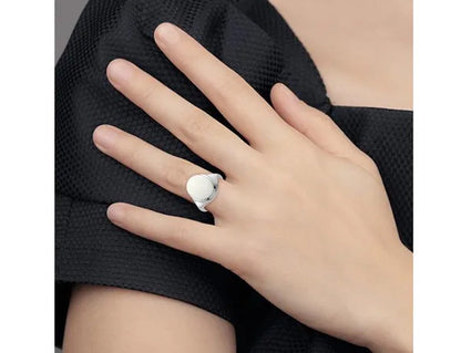 White Agate Ring in Polished Sterling Silver