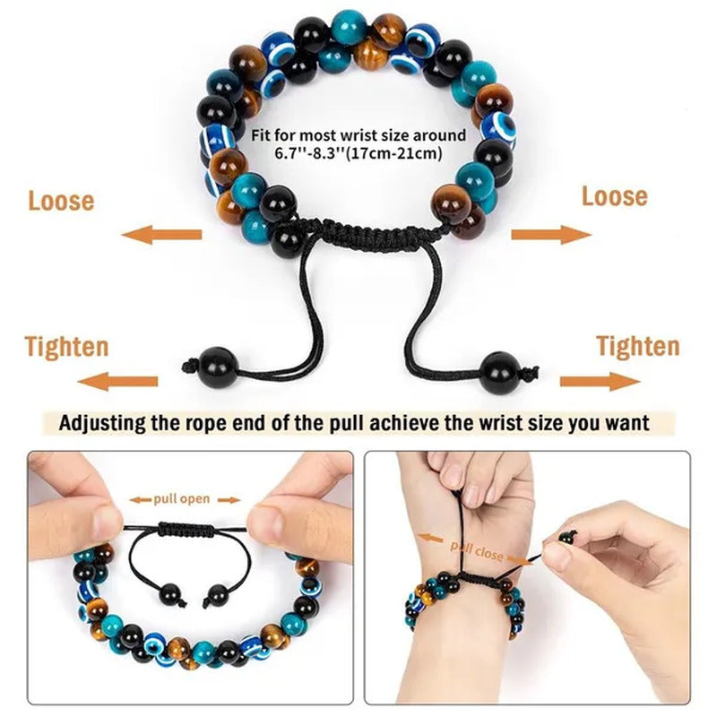 Tiger Eye Bracelet for Men Handmade Bracelets Quadruple Protection Obsidian Bead