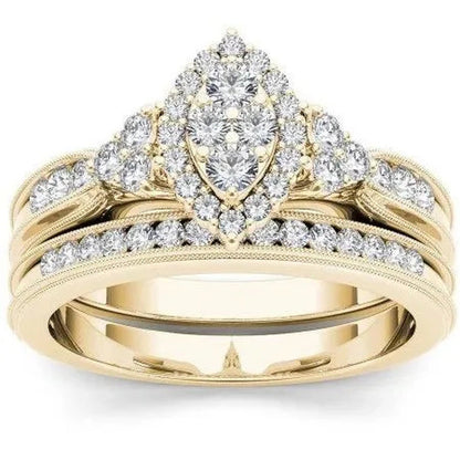 6 Styles Exquisite Women Ladies 18K Gold Natural White Sapphire Diamond Ring Set