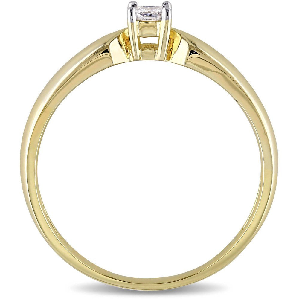 1/10 Carat T.W. Princess Cut Diamond Solitaire Ring in 10Kt Yellow Gold