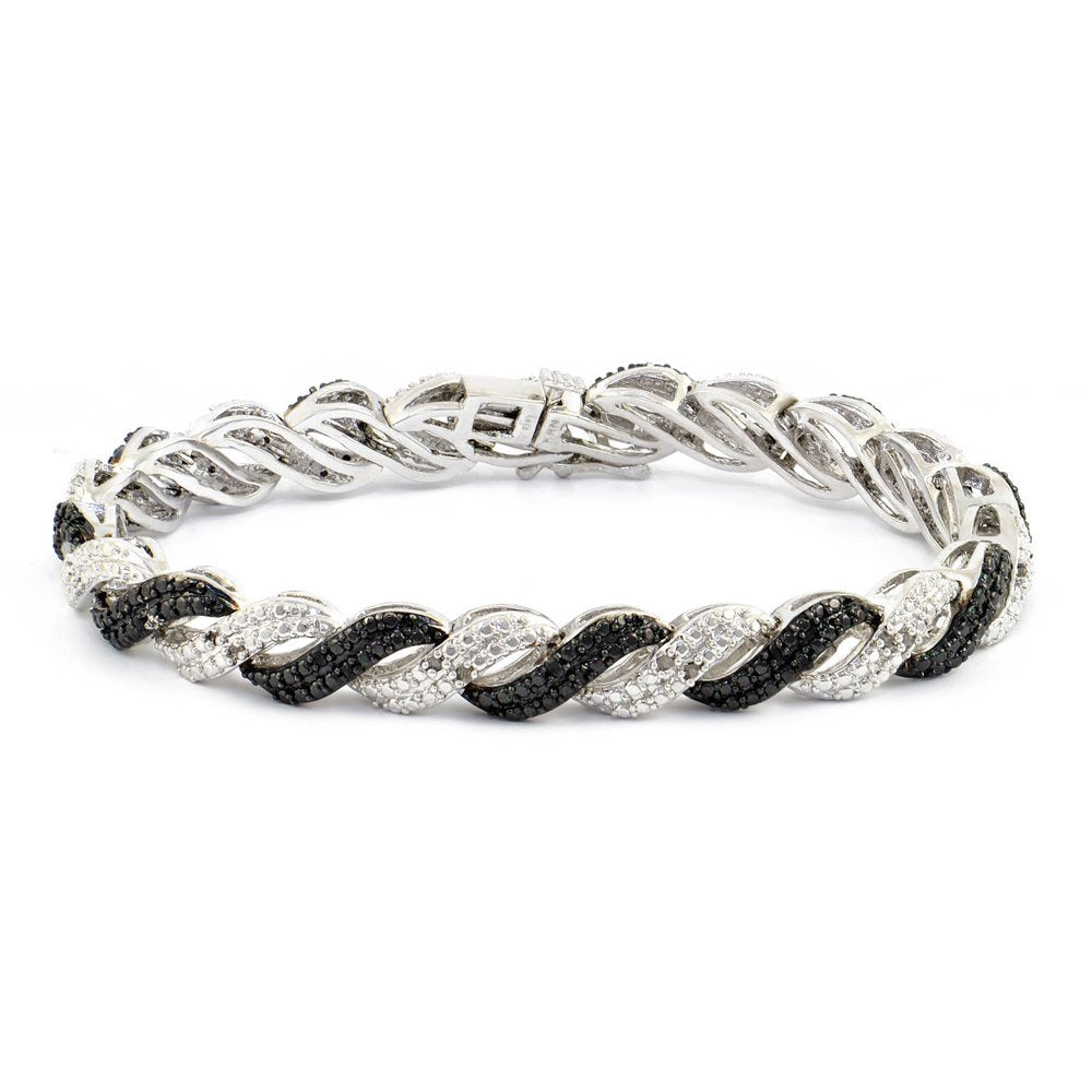 Arista 1/2 Ct round Black and White Diamond Rhodium-Plated Tennis Bracelet in Br