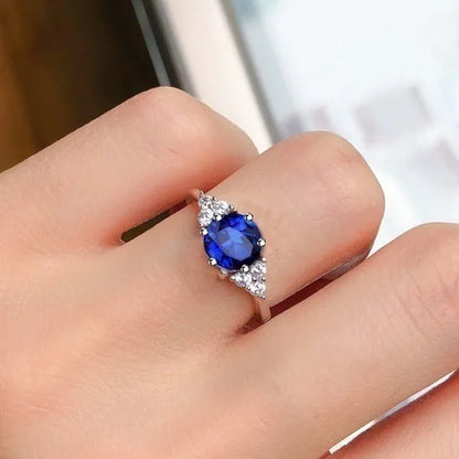 Women'S 925 Pure Silver Natural Garnet Ruby Daily Leisure Wedding Engagement Rin