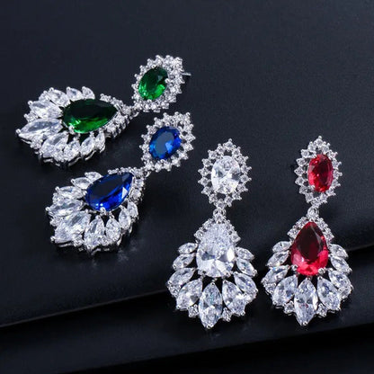 Gloriya Vintage Exquisite Marquise Silver Plated Jewelry Tear Drop Green Tanzani