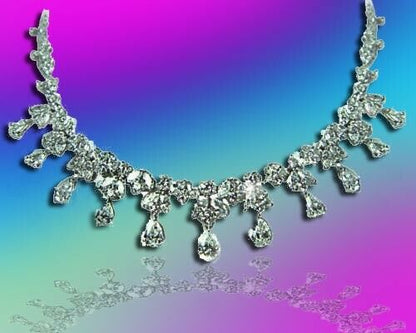 DIAMOND ROUND BRILLIANT PEAR MARQUISE SHAPE ALL AROUND SET DIAMOND NECKLACE