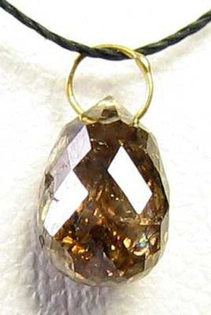 Champagne 1.19Cts Diamond Briolette 18K Pendant | 8X5X3Mm | 1 Diamond |