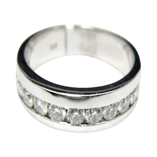 DIAMOND MENS ELEVEN ROUND BRILLIANT SHAPE CHANNEL SET BAND DIAMOND RING