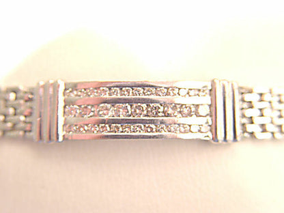MENS ROUND BRILLIANT DIAMOND 3 ROW I.D. BRACELET DIAMOND MEN BRACELET