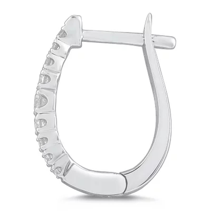 0.20 CT. T.W. Diamond Hoop Earrings in 14K White Gold