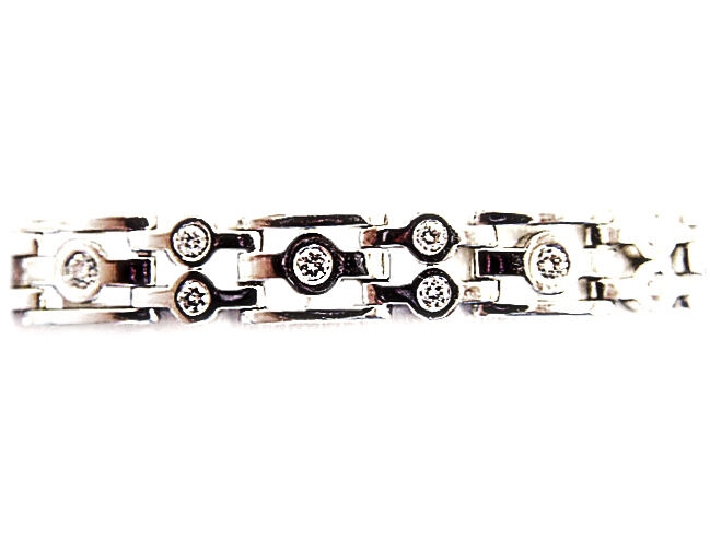 MENS ROUND BRILLIANT CUT DIAMOND BEZEL SET LINK BRACELET
