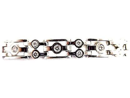 MENS ROUND BRILLIANT CUT DIAMOND BEZEL SET LINK BRACELET