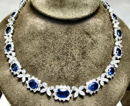 SAPPHIRE OVAL SHAPE SET DIAMOND 18 PEAR 54 MARQUISE 183 ROUND SHAPE NECKLACE