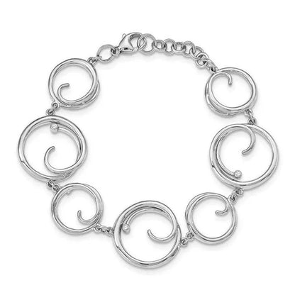 7 In. Sterling Silver 0.03 CT Diamond Bracelet - Polished