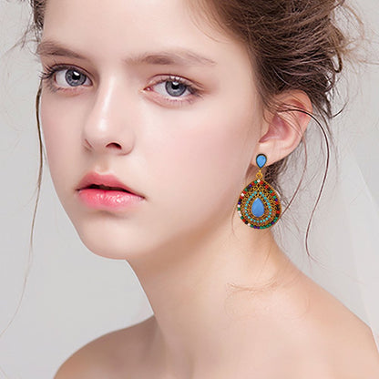 Hoop Earrings for Women,Occident Vintage Jewelry Bohemian Style Diamond Luxury D