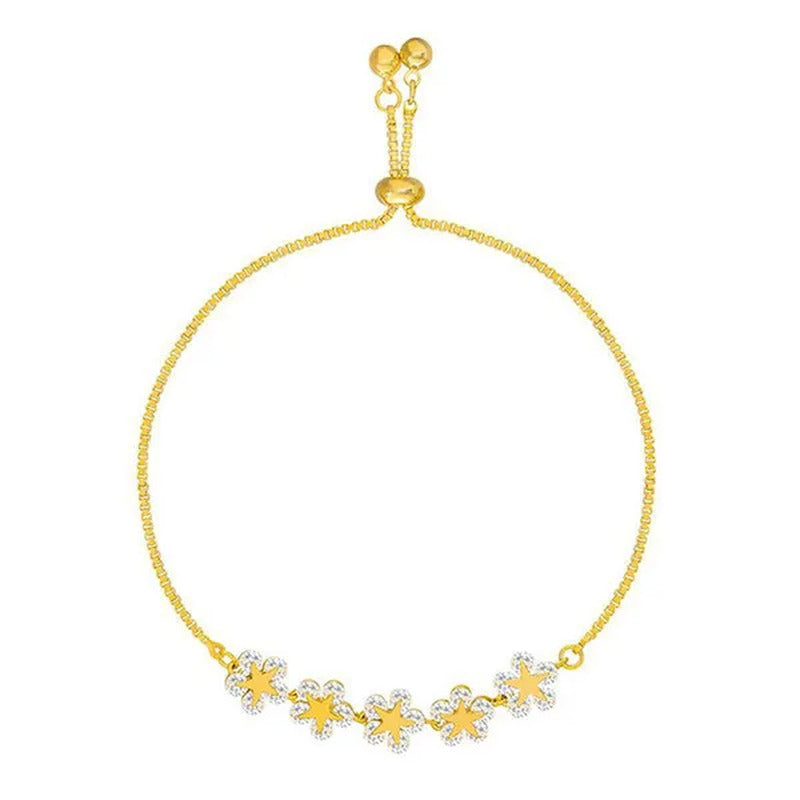 Fashion Crystal Zircon Five Flower Bracelet Adjustable Bangle Women Jewelry