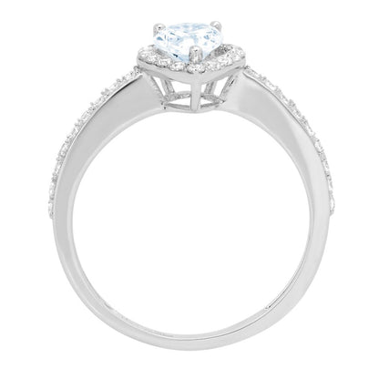 0.8Ct Pear Cut - Solitaire with Accents - Simulated Blue Diamond - 14K White Gol