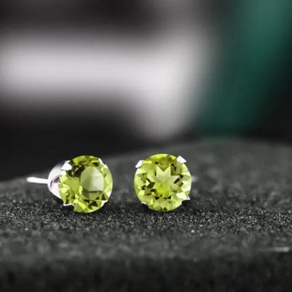 2.00 Ct Green Peridot Gemstone 925 Sterling Silver Stud Earrings 6MM