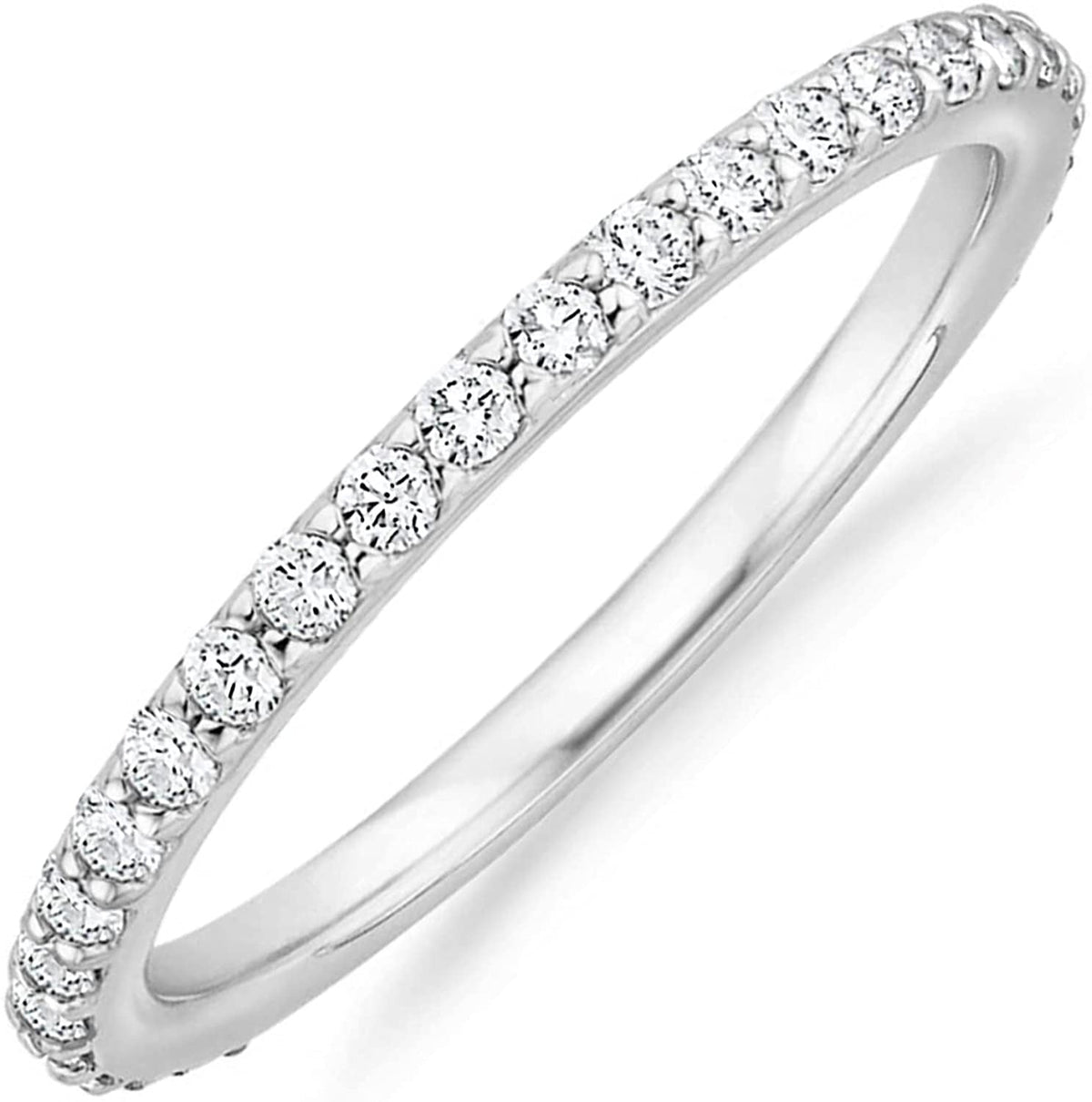 14K Gold Plated Cubic Zirconia Diamond Stackable Eternity Bands for Women